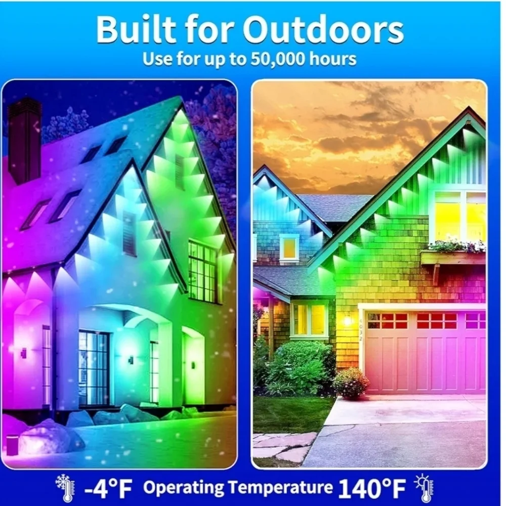 New Outdoors 400ft LED Red, Green and Blue Colorful Eaves Lights